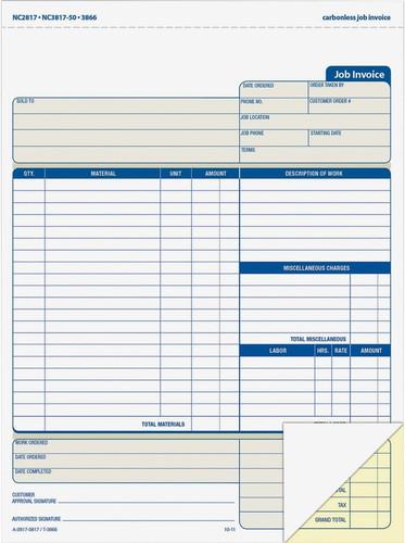 Pack job invoice forms - pack,