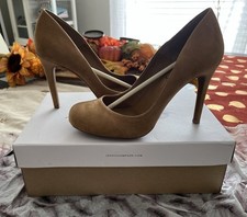 Jessica Simpson Women's High Heel Sz 8M Honey Brown Microsuede Pumps Shoes