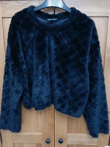 Zara women black faux fur - zara,