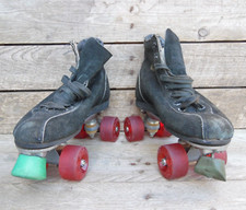 Vintage Pair of HOT SKATER  Roller Skates Black Suede Boots UK Size Germany