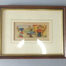 Vintage "Noddy in Toyland: Framed Prin, Noddy, Bert Monkey & Mrs Sailor Doll