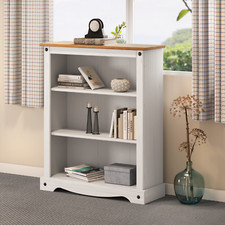 Corona Bookcase White Wax Small 3 Shelf Unit Solid Pine by Mercers Furniture®