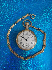 1970s Westclox Pocket Watch w/chain "The Conductor" Wind-up In working order