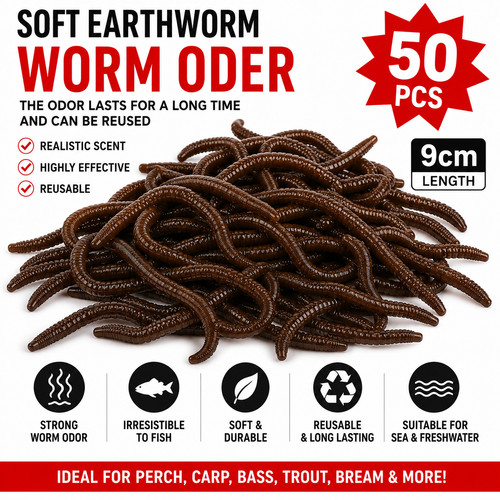 Soft plastic red worms - soft, |