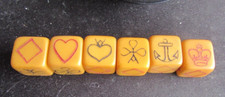 Vintage Crown and Anchor Dice 12mm Butterscotch  Set of 6
