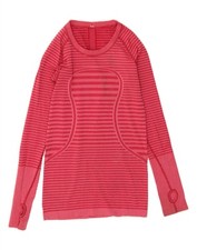 LULULEMON Womens Boat Neck Jumper Sweater UK 4 XS Pink Striped CM05