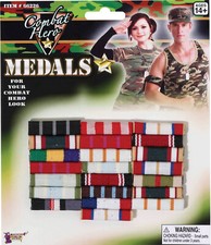 Military Ribbons Bars Medals Army Soldier Fancy Dress Costume Outfit Accessory
