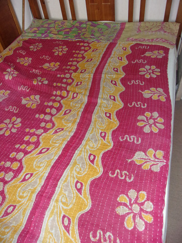 Indian cotton kantha bed - indian,