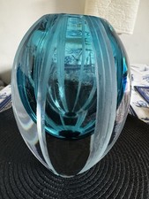 Evolution by Waterford blue Meadow Glass Vase 8" Cut Purple Crystal Frosted