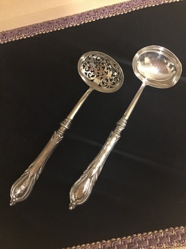 Victorian pair silver ladles - , b