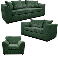 Monaco Green Corner Sofa Chenille Fabric Sofa Suite Set Living Room Seating