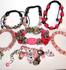 Huge choice of PINK bracelets bead gemstone murano pearl shamballa charm UK
