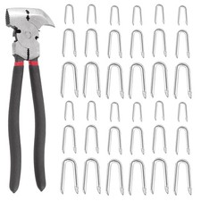 Fence Staples with Fencing Mesh Pliers Set, Steel Wire Fence Staples Heavy Duty 