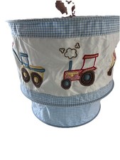 Jojo Maman Bebe Blue Gingham Tractor, Digger And Truck Drop Lampshade 