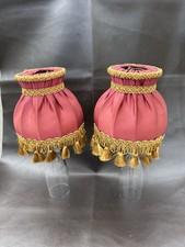 Stunning Pair Of Vintage Boudoir Red And Gold Lamp Shades In Lovely Condition
