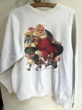 Coca-Cola Unisex white Pullover Christmas Sweatshirt m 1993 vintage