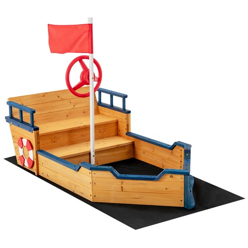 Kids wooden sandbox - wooden, pirate