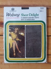 Vintage Wolsey Sheer Delight 15 Denier Nylon Tights 1970s - M Vaguely Black