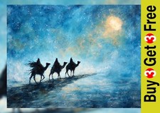 Three Wise Men 5"x7" Print on Matte Paper | Spiritual Night Sky Christmas Art