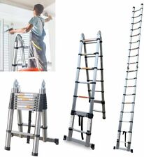 2024 5M Multi-Purpose Steel Folding Telescopic Ladder A Frame Extendable Step UK