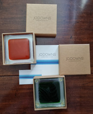 10 x 10cms Jo Downs Vintage 2 sets of 6 Colourful Fused Glass Coaster Mats