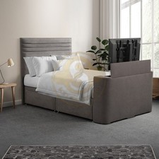 Hybrid TV Bed Frame with Drawers – Chicago Upholstered Velvet / Grey