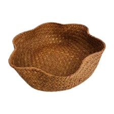  Desktop Weaving Basket Rustic Style Flower Shaped Storage Basket Woven Snack