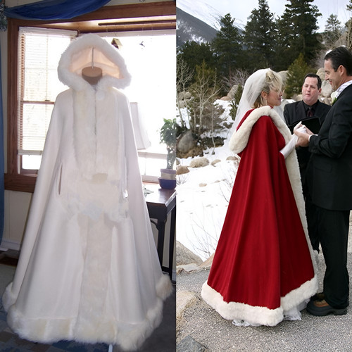 Bridal cape hooded faux fur - bridal,