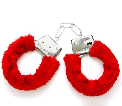 Silver metal handcuffs with - metal,