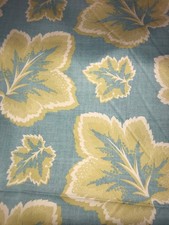 7m of sateen cotton duck egg blue and green leaf fabric
