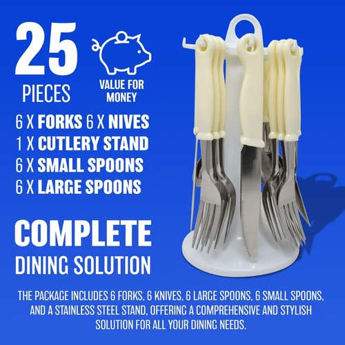 24pc cream cutlery - 24pc,
