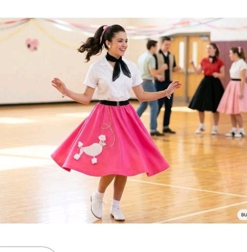 Retro pink poodle - retro, skirt