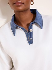 Lipsy White Denim Collar