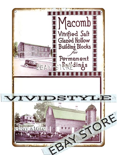 Tin sign 1919 macomb vitrified - macomb,