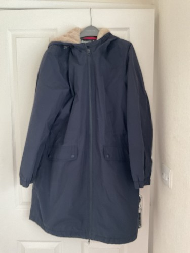 Joules long navy coat - size, 14