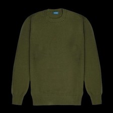 BNWT Malloch’s Gullane Cotton Crew Neck Jumper Size Small Khaki Green RRP £195
