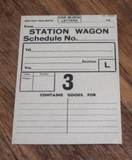 Vintage British Railway BR Cargo Label Station Wagon Schedule No RARE