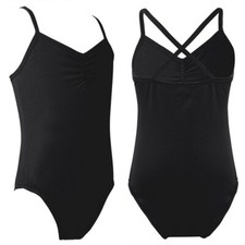 Black Girls Spaghetti Single Strap Leotard Dance Ballet Gymnastics Age 5-15 Kids