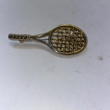 Tennis Brooch Gold Tone Racket