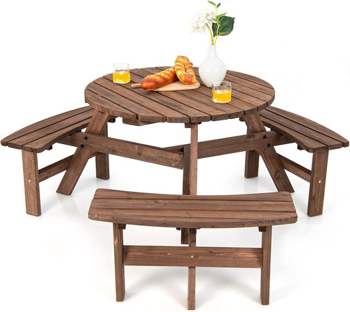 Person round wood picnic - round,
