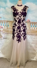Evening Dress 14 Purple Nude Phase Eight RITA Collection Beads Sequin Fishtail