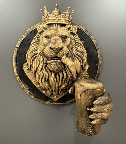 Lion head wall sculpture - lion,