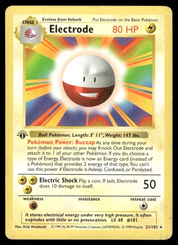 Pokemon cards electrode 102 - cards, 21/102
