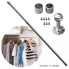 88-160cm Extendable Wardrobe Rod Stainless Steel Rail Tube Clothes Hanging Pole