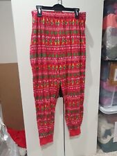2 PAIRS LADIES RED ELF PYJAMAS BOTTOMS SIZE 12 14 RED & MENS LARGE