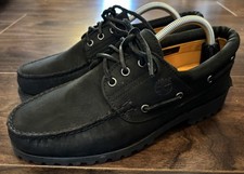Timberland Authentics 3 Eye Classic Boat Shoes black nubuck Uk Size 9.5w (wide)