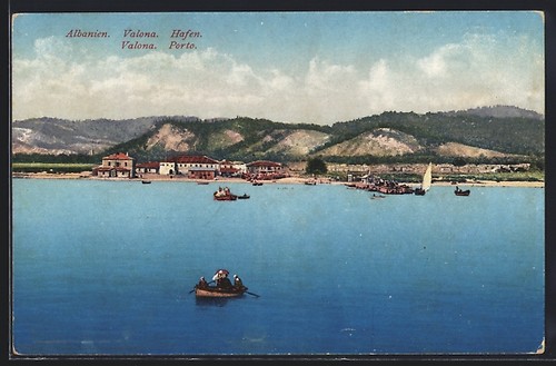 Valona port postcard - valona,,
