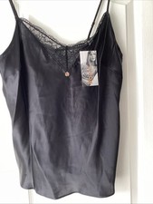 M&S Rosie @ Autograph Silk & Lace Camisole Black Size 16 BNWT