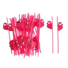 25pcs Novelty Flamingo Plastic Straws Hawaiian Luau Barware