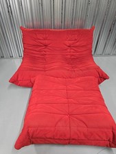 Ligne Roset Red Two Seater Alcantara Sofa & Footstool 